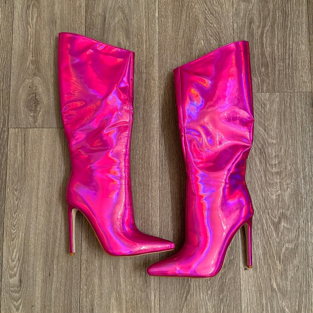 Holographic Pink Boots (Worn Once)